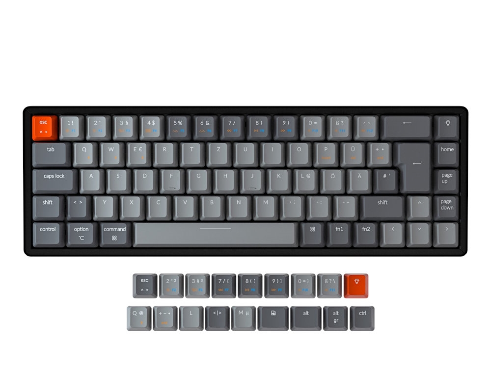 Keychron German K6 Bluetooth RGB Backlit Linear Aluminium Mac/PC 65% Keyboard