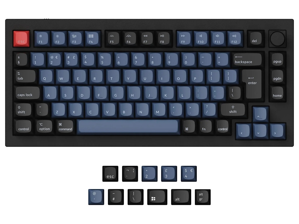 Keychron UK Q1 V2 QMK RGB Tactile Aluminium Mac/PC Carbon Black Custom Keyboard with Knob
