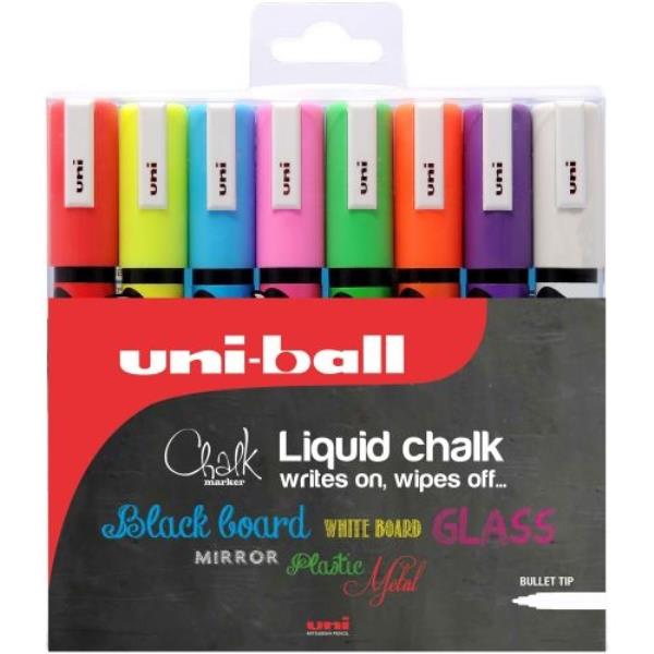 Uni-Ball UNI CHALK MARKERS MEDIUM AST PK8